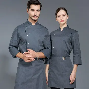 Unisex Chef Uniform Hotel Kitchen Work Clothes Short Sleeved Chef  Restaurant Uniform Cooking Shirt Jacket+Hat+Apron