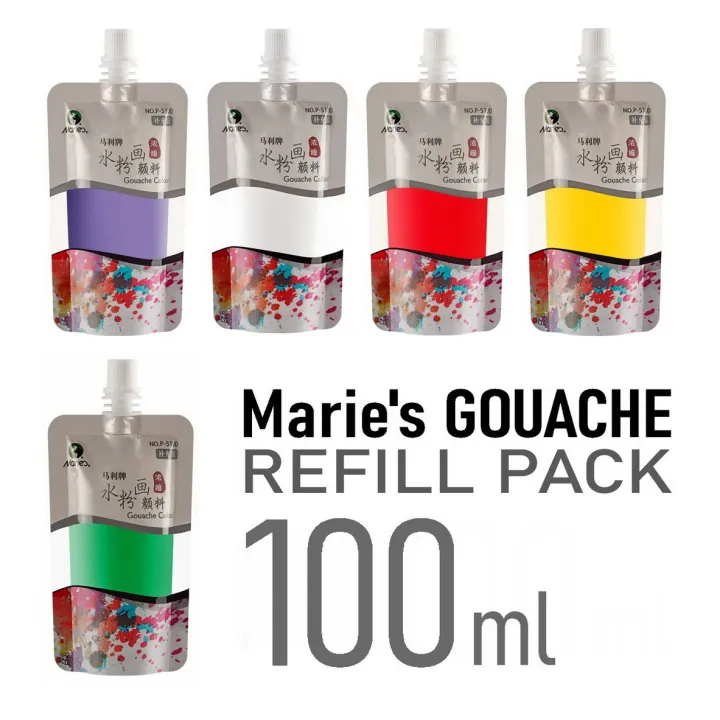 MARIE'S Gouache REFILL Pack 100 ml Gouache paint for Students and