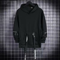 Stylish Gothic Thin Hoodies Men Y2k Fashion Punk Streetwear Techwear Harajuku Korean Trendy Men Clothing Hip Hop Loose Hoodie