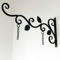 Office Home Hanging Sign Bracket Outdoor Black Iron Decorative Black Metal Scroll Brackets for Door Signs Hot Sale Door MJ918