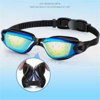 Professional Adluts Swimming Goggles Electroplate Anti-Fog Swimming Glasses with Earplugs uv Prescription Lens Silicone eyewear Goggles