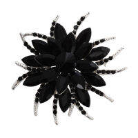 Crystal Brooch Pins For Women Top Quality Flower Broches Jewelry Fashion Wedding Party - Black