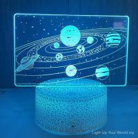 ◐✔✆ 3D Illusion Lamp Solar System Led Night Light lampu hiasan bilik tidur 16 warna Crack Base Desk Lamp dengan kawalan jauh hadiah krismas hari lahir untuk kanak-kanak hiasan rumah