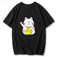 Original Art Lucky Cat Print Tshirt Creative Trending Vintage Summer New Tee for Girls and Boys 100%  Cotton Popular T shirts| |   - AliExpress