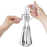 Stainless Steel Rotary Hand Whip Whisk Mixer Egg Beater Dual Purpose Plastic Mixer Kitchen Cooking Tool