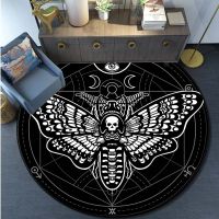 【SALES】 Death Moth Area Rug Gothic Skull Round Floor Mat Butterfly Moon Living Room Carpet Bathroom Kitchen Rug Doormat alfombra