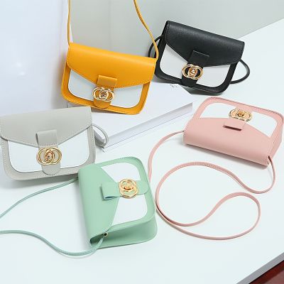 [COD] Fashion personality square bag new womens Korean version double round buckle shoulder sweet Messenger