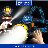 UZBOO ไฟหน้า LED P50ที่มีประสิทธิภาพไฟนำทางไฟแสดงพลังงานโคมไฟกันน้ำไฟฉุกเฉินไฟชาร์จusb ทำงานกลางแจ้งตกปลาเดินป่า