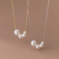 Pearls Necklace For Women On Neck Silver 925 Chain Necklaces Women Pendant Girls Fashion Jewelry Minimalist Synthesis Pearl