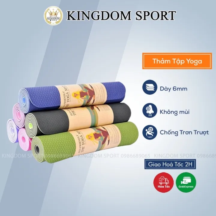 Thảm tập yoga gym dày 8mm 2 lớp TPE KINGDOM SPORT,không mùi, chống trơn trượt – No Brand >>> top1shop >>> lazada.vn