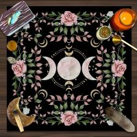 Triple Moon Altar Cloth Alter Cloth Tarot Tablecloth flower Wicca Tarot Mat Decor for Spread Witchy Cottage Core Cottagecore