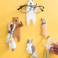 ❧卐 Cute Animal Cat Wall Hook Behind-door Keys Bag Clothes Hanger Hook Wall-mounted Phone Holder Home Decor Storage Hook Tower Hook