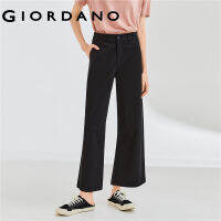 Giordano ผู้หญิง กางเกงครอปลำลองขากว้างเอวสูงผ้าฝ้ายยืดสีทึบ Free Shipping 05422339 105