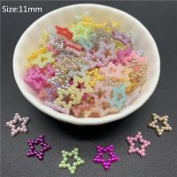 100pcs/Lot 11mm STARS Shape Beads Imitation Pearls Flatback For Art Scrapbooking Wedding Decoration Beads For Jewelry Making Beads