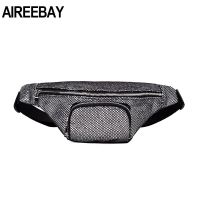 AIREEBAY กระเป๋าคาดดีไซน์ใหม่กระเป๋าคาดไหล่เลื่อมสีเงินสำหรับผู้หญิง,กระเป๋าคาดเอวกระเป๋าคาด M0ney สำหรับเดินทางกระเป๋าใส่โทรศัพท์มือถือ