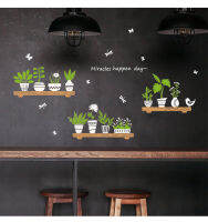 สติกเกอร์ติดผนัง ต้นไม้ ใบไม้ ต้นกระบองเพชร ดอกไม้ นตกแต่งบ้าน Wall Sticker Flowers DIY 1057