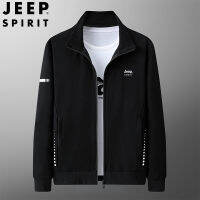 JEEP SPIRIT เสื้อโค้ทผู้ชายเสื้อคาร์ดิแกนฤดูใบไม้ร่วงและฤดูหนาวเสื้อสเวตเตอร์กีฬาคอตตอน100 ไซส์ใหญ่ทรงหลวม 7197~