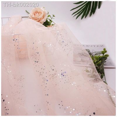 ๑ 3/5/10m Soft Glitter Galaxy Silver Dot Sequins Tulle Fabric for Dress Shirts Decor Sewing Material Red Blue White Pink Black