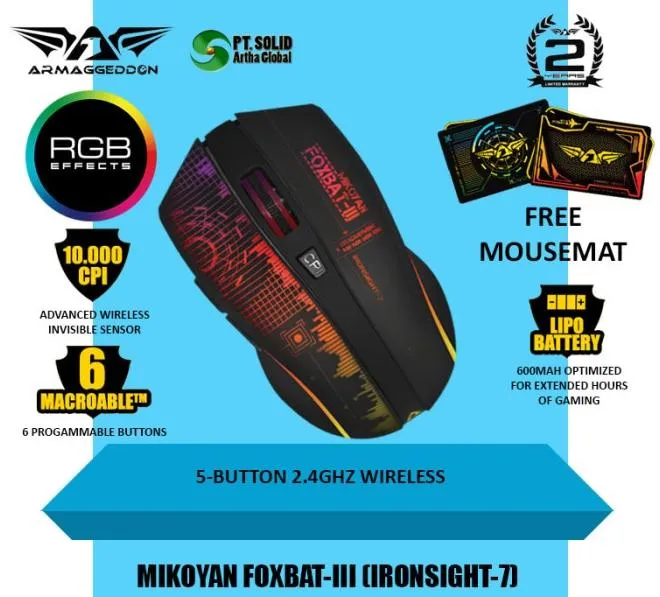 Armaggeddon Foxbat Iii Wireless Gaming Mouse Garansi Resmi 2 Tahun