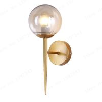 GZMJ LED Modern Glass Ball Wall Lamp Light Luster Sconc Decor Nordic Foyer Kitchen Garden Loft Living Room Corridor Luminaire Food Storage  Dispensers