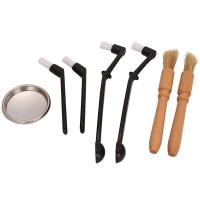 Coffee Machine Brush with Spoon&amp;58mm Stainless Steel Back Flush Insert Metal Blind Filter&amp;Wood Coffee Cleaning Brush