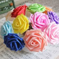 12 Colors 8cm Small Mini Roses Foam Artificial Flowers For Wedding Festive Decoration Handmade Pompom DIY Craft Accessories