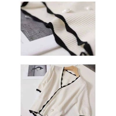Womens elegant ice silk knit with medium sleeve V-neck