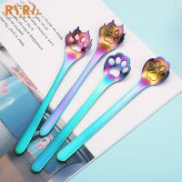 Stainless Steel Coffee Tea Spoon Tableware Cat Dog Claws Stirring Dessert Spoons Musical Guitar Notes Spoons Kitchen Accessories Serving Utensils