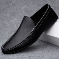 Genuine Leather Mens Leather Casual Shoes Fashion Soft Noodle Men Loafers Spring Autumn Loafers Comfortable Male Business shoes