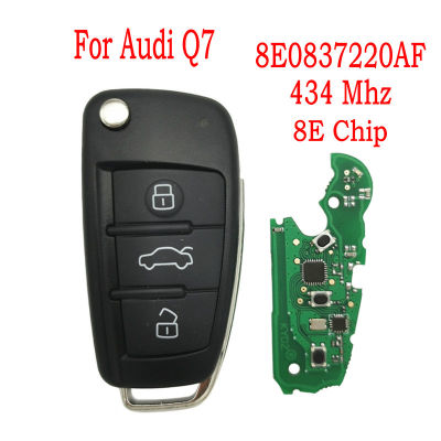 Datong World Car REMOTE Key สำหรับ Audi Q7 fccid 8E0837220AF 433 MHz ชิป8E Auto Smart Control เปลี่ยน flip Keys