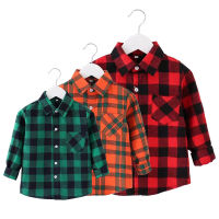 Kids Boys Collared Plaid Shirt Long Sleeve Children Clothes Toddler Boy Shirts Baby Checkered Tops School Blouse For Girls 2021