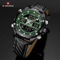 NAVIFORCE แบรนด์หรูนาฬิกาผู้ชายสายหนัง Dual Time กันน้ำ Multifunction Dial นาฬิกาข้อมือแฟชั่น Relogio Masculino