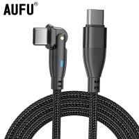 ร้อน hanoe413 - / AUFU 100W USB C ถึง USB Type C สำหรับ Huawei Xiaomi 5A Fast Charging Wire 180องศาหมุน USBC Charger Data Cord สำหรับ Samsung