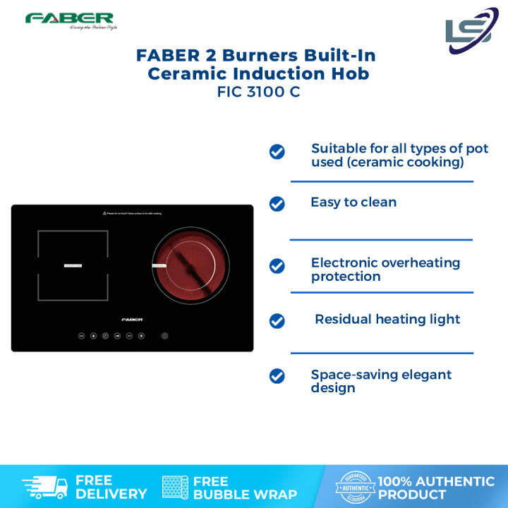 FABER 2 Burners BuiltIn Ceramic Induction Hob FIC 3100 C Suitable
