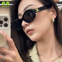 ZHUANSUN กลางแจ้ง หรูหรา คลาสสิค วงรี ย้อนยุค กรอบแว่น แว่นกันแดดแฟชั่น แว่นกันแดดสไตล์เกาหลี โลหะ แว่นกันแดดผู้หญิง