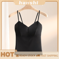 hanshi [2023 new HOT FASHION] lazlook เสื้อกล้ามคอวีผ้าไหมสีพื้นของผู้หญิงเสื้อแขนกุดเข้ารูปสไตล์เกาหลีฤดูร้อน