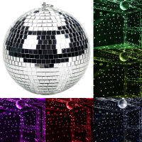 1pc Christmas Party Decor Disco Mirror Glitter Ball Lightweight Silver Colorful Stage Lighting Effect 8 Inch 20cm