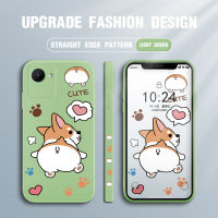 เคส GGK สำหรับ Realme C30S การ์ตูนน่ารักเคสโทรศัพท์ดีไซน์รอยเท้าสุนัขลายการ์ตูนเวลช์คอร์กี้เพ็มการ์ตูนขอบสี่เหลี่ยมปลอกซิลิโคนของเหลวเคสป้องกันกล้องคลุมทั้งหมด