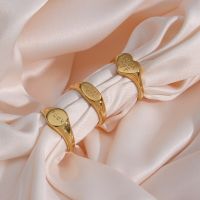 New Punk Gold Color Fuxxck Off Rings For Women Retro Tarnish Free Hiphop Hollow Heart Shape Ring Nightclub Party Jewelry Gift