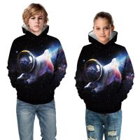 Rainbow Astronauts Sharpei Pug Dog Space Hoodies Boys Girls Sweatshirts Harajuku Pullover Jackets Streetwear Coats