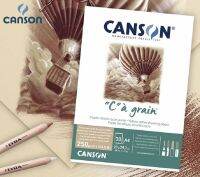 CANSON C-A-Grain สมุดวาดภาพสีชาร์โคลกระดาษสีธรรมชาติสีเหลือง/สีเหลืองสำหรับร่างหลอดกระดาษสีเทา