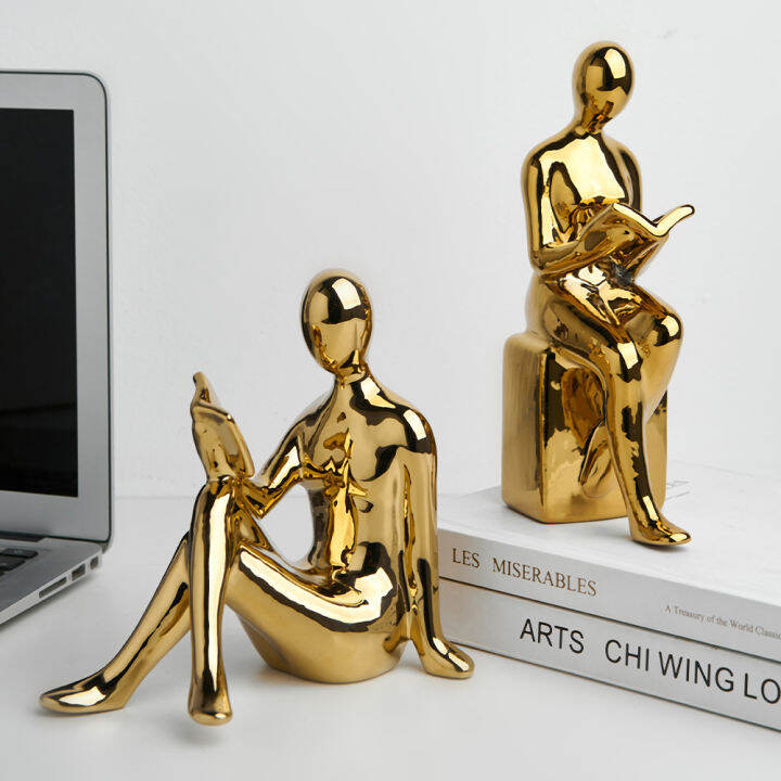 modern-home-decor-exquisite-golden-reader-ประติมากรรม-amp-figurine-เซรามิคหัตถกรรมภายในรูปปั้น-creative-living-room-decor-crafts