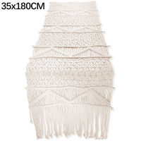 Woven Macrame Table Runner with Tassels Bohemian for Wedding Party Home Decoration Macrame Table Runner Tablecloth Accessories