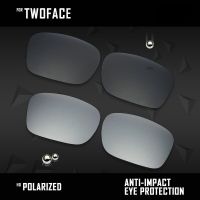 เลนส์อะไหล่ทดแทนแว่นกันแดดโพลาไรซ์2คู่สำหรับ Oakley TwoFace-สีดำและสีเงิน