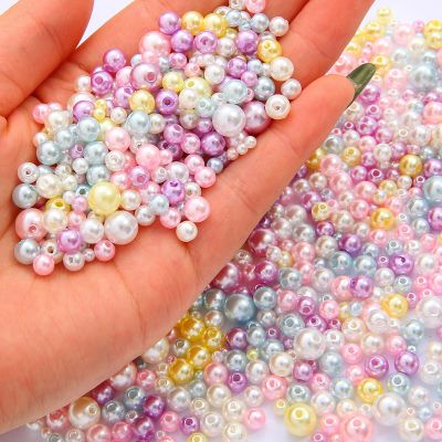150Pcs/Pack Mix Size 3/4/5/6/8mm Beads With Hole Colorful Pearls Round Acrylic Imitation Pearl DIY For Jewelry Making Craft