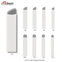 0.2MM White 9/11/12/14/18/21 Microblading Needles For Embroidery Pen Pernement Makeup Eyebrow Tattoo Supplies OEM Micro Blades