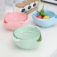 Home kitchen Double Drain basket Vegetable Basket Rotating Vegetable Washing Basket Lazy Fruit And Vegetable Plate Colander Tool