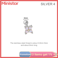 Ministar เกลียวสแตนเลสเครื่องประดับแบบเจาะดอกไม้ใบหูที่กระดูกอ่อน Tragus Daith สกรูกลับต่างหูแบบหมุด