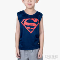 DOSH BOYS T-SHIRTS SUPERMAN  เสื้อยืดผ้าโพลีเอสเตอร์ คอกลม แขนกุด เด็กชาย FSBT5047-NV