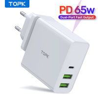 TOPK 65W PD USB Fast Charger Adapter UK EU Quick Charge 3.0 Type C USB Charger QC 3.0สำหรับแล็ปท็อปแท็บเล็ตศัพท์มือถือ